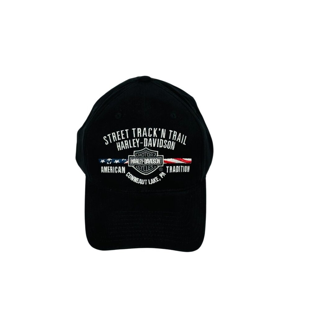 Harley Davidson Street Track N Trail Conneaut Lake PA Black Baseball Cap